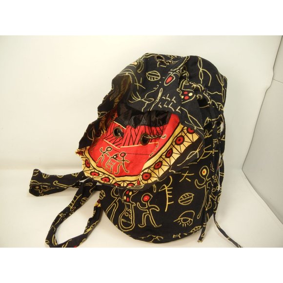 Unique beach tote, wet dry  bag, bikini bag Aboriginal print fabric, yellow, red - Picture 3 of 7